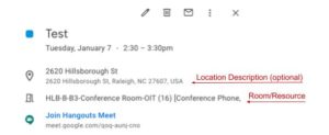 Location changes in Google Calendar Events