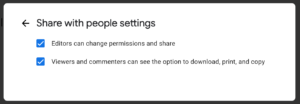 Sharing with people settings
