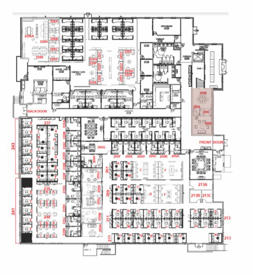 Floorplan with only the lobby space highlighted.