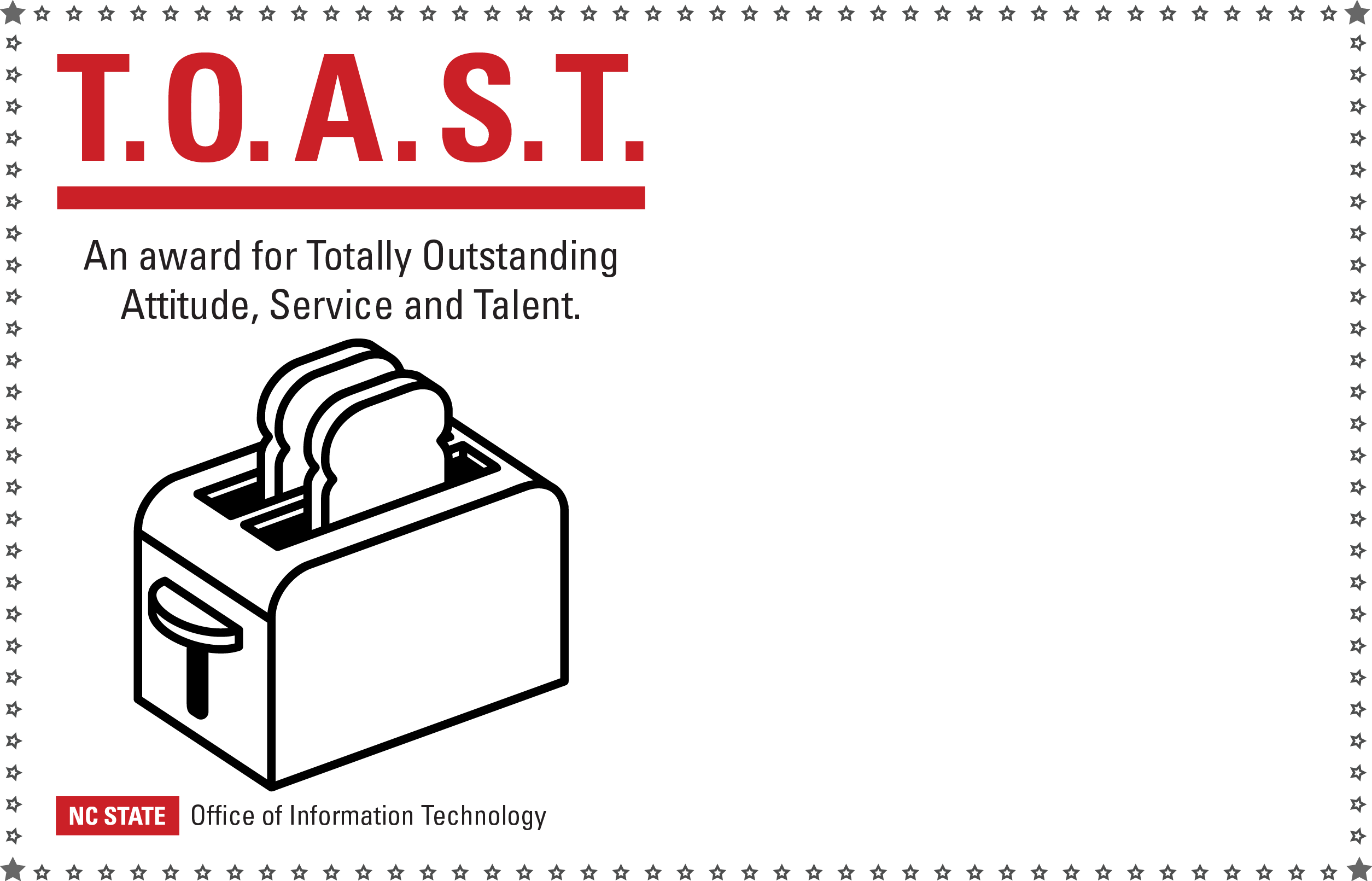 TOAST award with toaster image