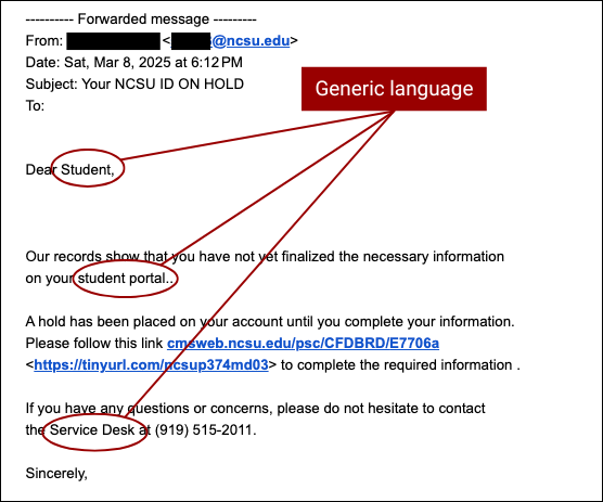 Generic Language Example Scam Alert: Fake Log-in Page Phishes for NC State Credentials | Office ...